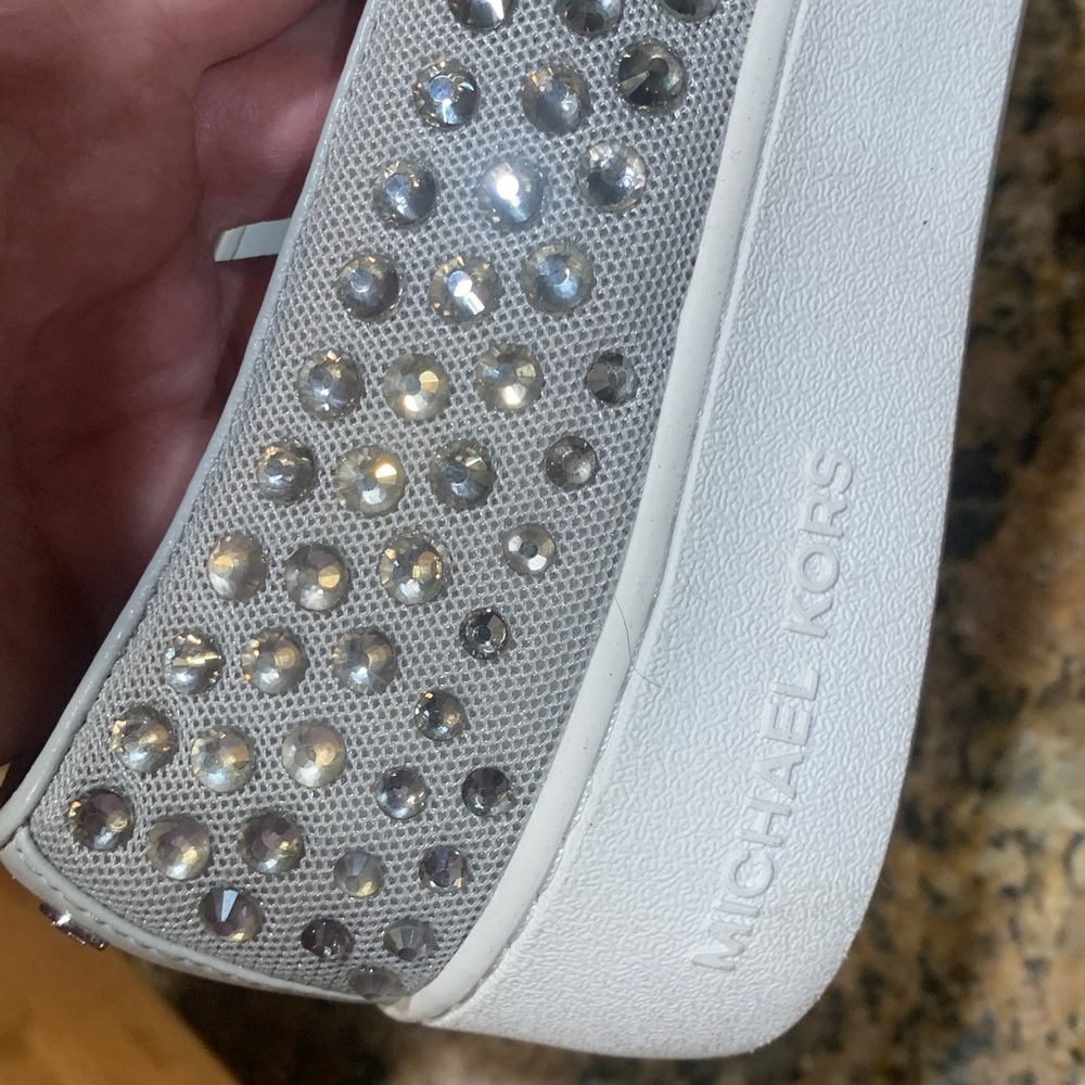Authentic , like new Michael Kors Silver Studded Women's Loafers comfy  sexy, 7 - Picture 9 of 17